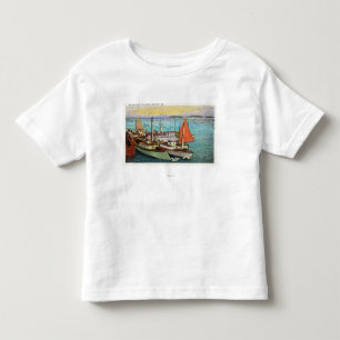 Ansicht der Seemöven und -schiffe am Kai Kleinkind T-shirt