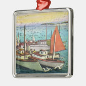 Ansicht der Seemöven und -schiffe am Kai Ornament Aus Metall (Links)