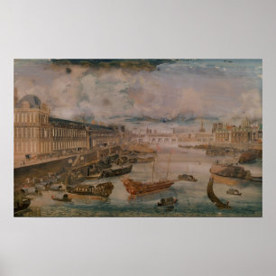 Ansicht der Seines, das große Galerie des Louvre Poster