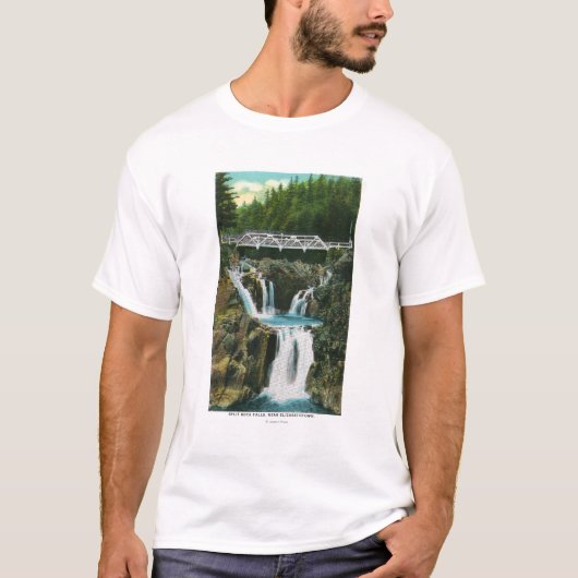 Ansicht der Spalte-Felsen-Fälle und der Brücke T-Shirt (Vorderseite)
