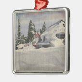 Ansicht der Stadt im Winter Ornament Aus Metall (Links)