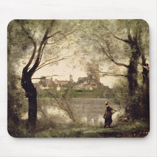 Ansicht der Stadt und der Kathedrale von Mantes Mousepad (Vorne)