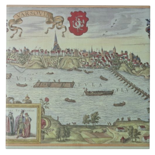 Ansicht der Stadt von Warschau neben dem Fluss Fliese (Vorderseite)