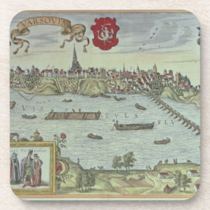 Ansicht der Stadt von Warschau neben dem Fluss Getränkeuntersetzer