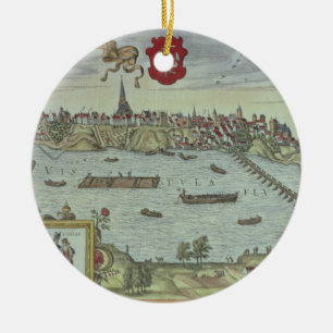 Ansicht der Stadt von Warschau neben dem Fluss Keramik Ornament