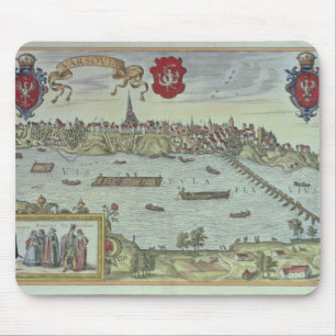 Ansicht der Stadt von Warschau neben dem Fluss Mousepad
