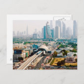 Ansicht der Stadtmetrolinie und -wolkenkratzer Postkarte (Vorne/Hinten)