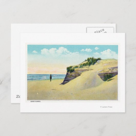 Ansicht der typischen Sanddünen in New England Postkarte (Vorne/Hinten)