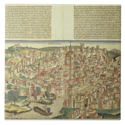 Ansicht der ummauerten Stadt von Florenz, vom Nure Fliese (Vorderseite)