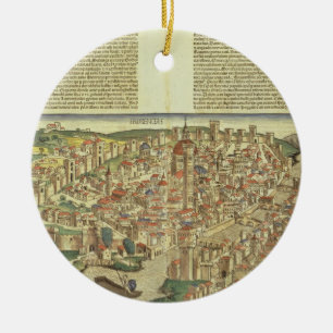 Ansicht der ummauerten Stadt von Florenz, vom Nure Keramik Ornament