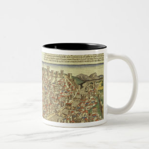 Ansicht der ummauerten Stadt von Florenz, vom Nure Zweifarbige Tasse
