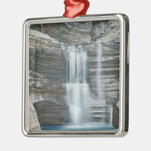 Ansicht der Vorhang-Kaskade Silbernes Ornament (Links)