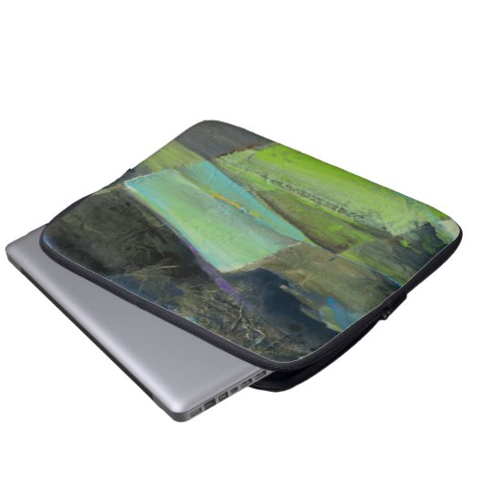 Ansicht des abstrakten Druckes der Küsten-II | Laptopschutzhülle (Vorne Knopf)