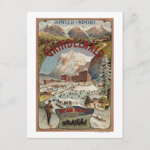 Ansicht des Bären Hotel Werbeplakat Postkarte