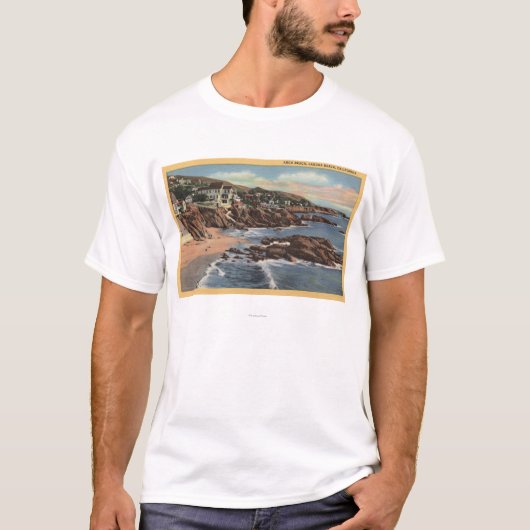 Ansicht des Bogen-Strandes mit Häusern T-Shirt (Vorderseite)