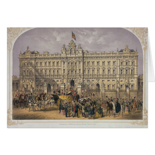 Ansicht des Buckingham Palace mit einer Menge (Vorderseite (Horizontal))