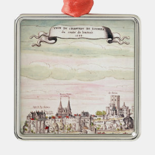 Ansicht des Chateaus de Loches, 1699 Silbernes Ornament