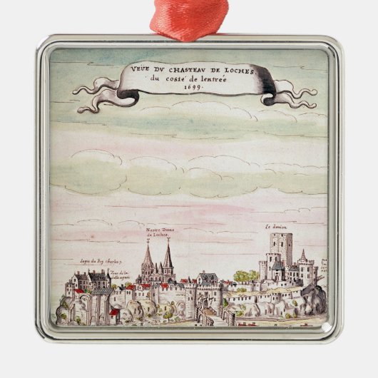 Ansicht des Chateaus de Loches, 1699 Silbernes Ornament (Vorne)