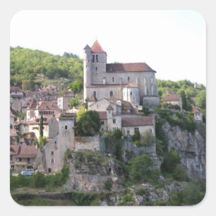 Ansicht des Dorfs und der Kirche (Foto) 3 Quadratischer Aufkleber