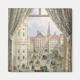 Ansicht des Freyung, Wien, 1825 (Gouache auf pape Magnet