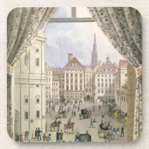 Ansicht des Freyung, Wien, 1825 (Gouache auf pape Untersetzer