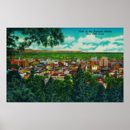 Ansicht des Geschäftsbereichs vom Cliff Drive Poster (Vorne)