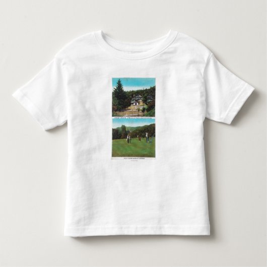 Ansicht des Golf-Kurses, Krokett-Boden, Hütten Kleinkind T-shirt (Vorderseite)