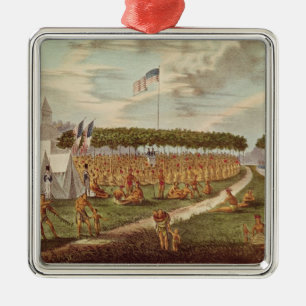 Ansicht des großen Vertrags hielt am Grasland DU Ornament Aus Metall