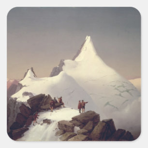 Ansicht des "Grossglockner" Berges Quadratischer Aufkleber