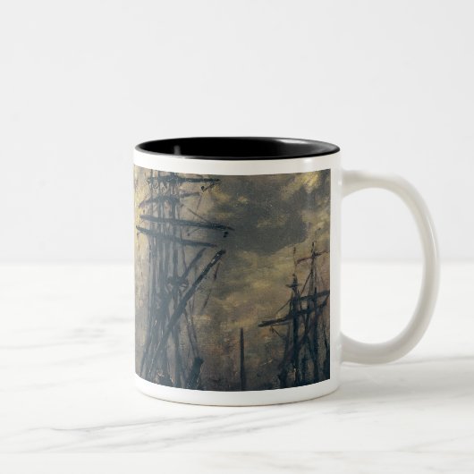 Ansicht des Hafens oder die Windmühlen herein Zweifarbige Tasse (Rechts)