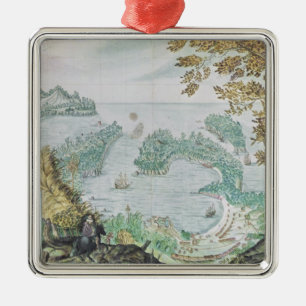Ansicht des Hafens von Acapulco Silbernes Ornament