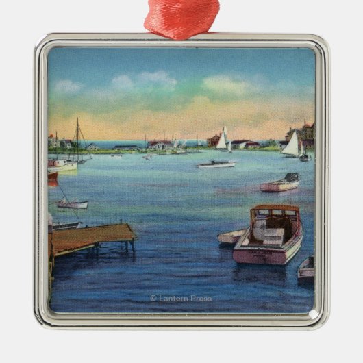 Ansicht des Harwichport Wychmere Hafens Silbernes Ornament (Vorne)