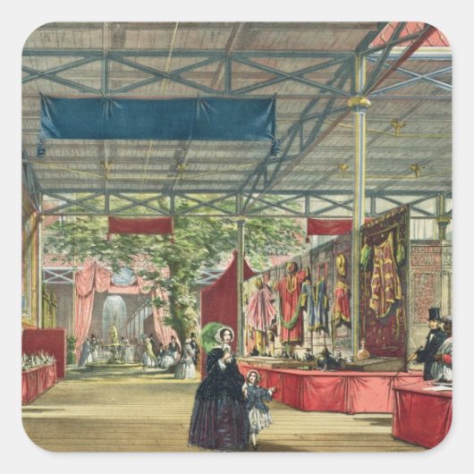 Ansicht des Indien-Abschnitts der Großen Ausstellu Quadratischer Aufkleber (Vorderseite)