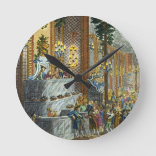 Ansicht des Innenraums in einem der Räume des Pl Runde Wanduhr