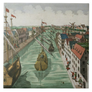 Ansicht des Kettel Tors in Delft (Stich) Fliese