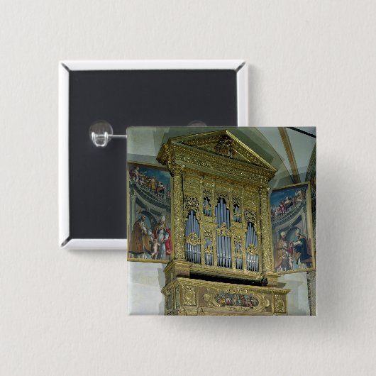 Ansicht des Kirchenorgans, c.1590 Button (Vorne & Hinten)