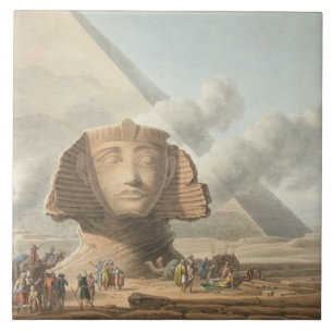 Ansicht des Kopfes der Sphinxes und der Pyramide Fliese