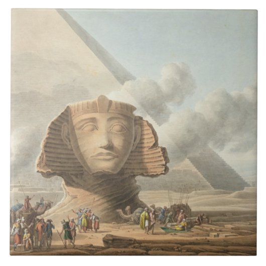 Ansicht des Kopfes der Sphinxes und der Pyramide Fliese (Vorderseite)