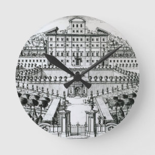 Ansicht des Landhauses Aldobrandini vom Garten (en Runde Wanduhr