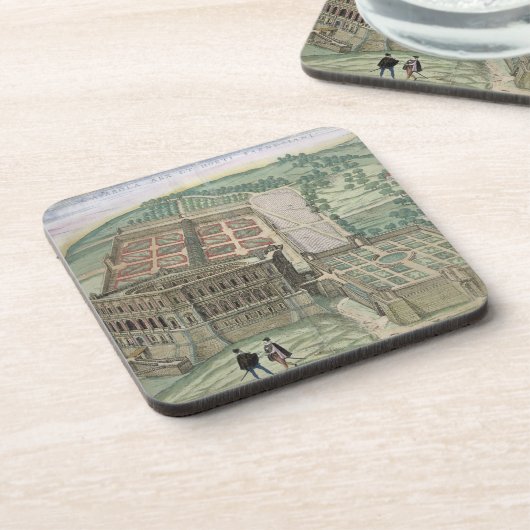 Ansicht des Landhauses Farnese und der Gärten, von Getränkeuntersetzer (Linke Seite)