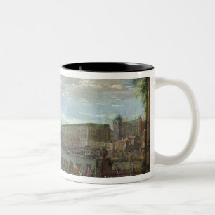 Ansicht des Louvre und des Ausflugs de Nesles Zweifarbige Tasse