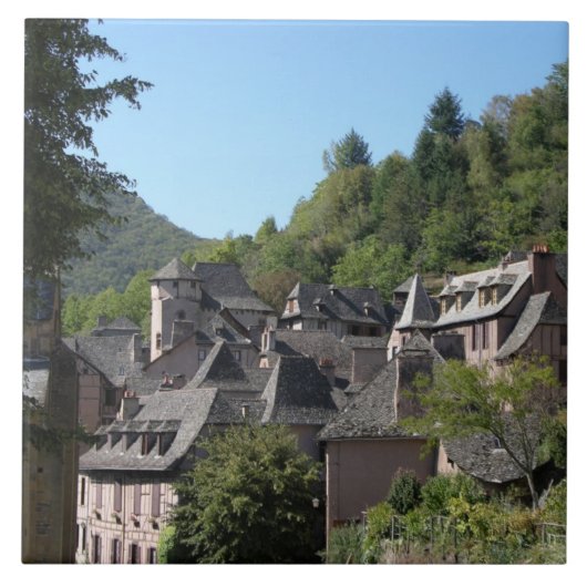 Ansicht des mittelalterlichen Dorfs (Foto) Fliese (Vorderseite)