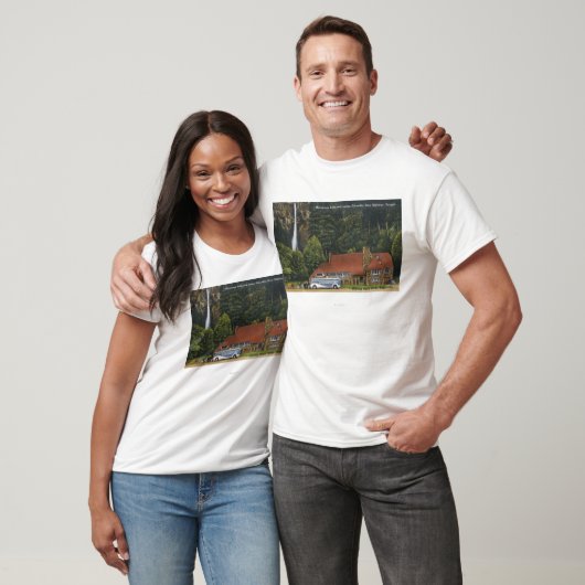 Ansicht des Multnomah Fall-Häuschens T-Shirt (Unisex)