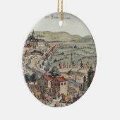 Ansicht des Nordens von Wien mit dem Schlos Hernal Keramikornament (Rechts)