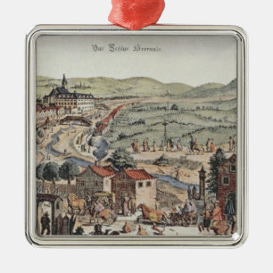 Ansicht des Nordens von Wien mit dem Schlos Hernal Ornament Aus Metall