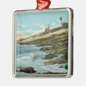 Ansicht des Pemaquid Leuchtturmes Silbernes Ornament (Links)