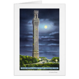 Ansicht des Pilger-Denkmals nachts