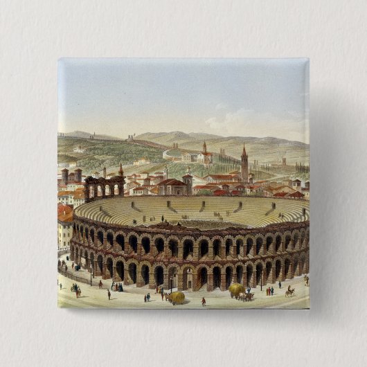 Ansicht des römischen Amphitheatre, Verona, Button (Vorderseite)