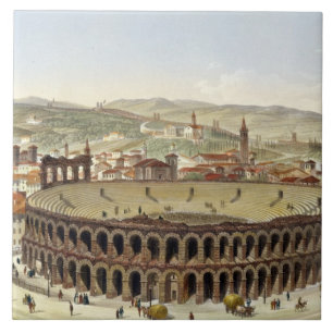 Ansicht des römischen Amphitheatre, Verona, Fliese