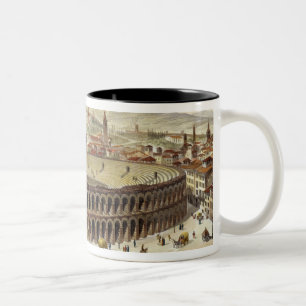 Ansicht des römischen Amphitheatre, Verona, Zweifarbige Tasse